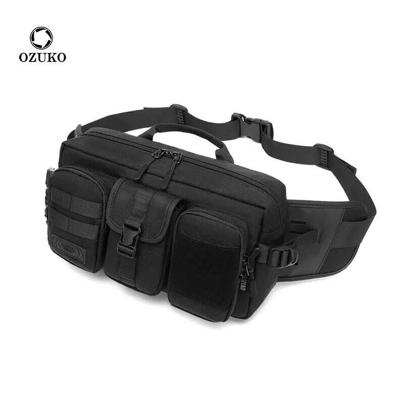 OZUKO tas kurir taktis pria, tas bahu tahan air pengisian daya USB untuk remaja pria