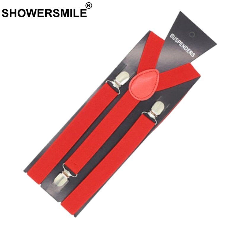 SHOWERSMILE-Bretelles pour adultes, ceinture pour surintendant, clips monochromes, rouge, bleu, violet, robe de mariée pour hommes