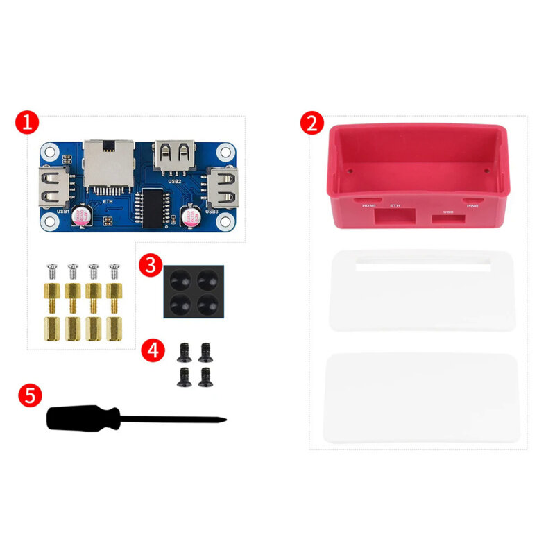 HUB papan ekspansi USB Ethernet memiliki Kit Starter kotak modul RJ45 untuk RPI 0 0W Raspberry Pi Zero 2 W 2 W W2 WH dengan casing