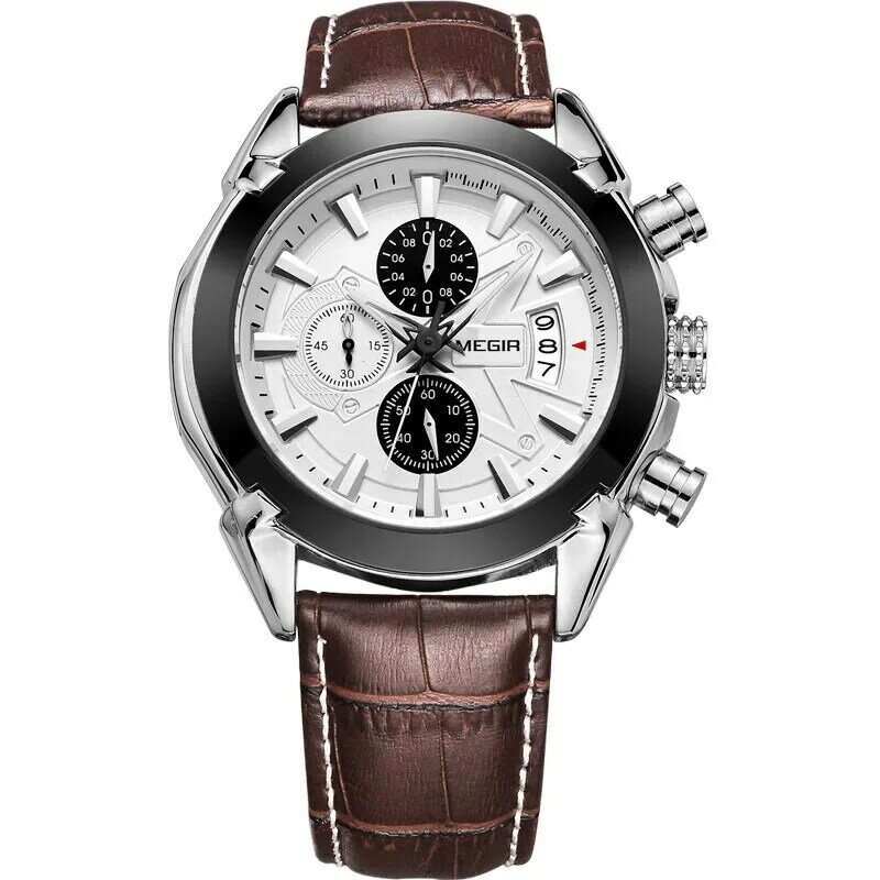 2024 jam tangan pria baru merek Top mewah Chronograph tahan air olahraga jam laki-laki kulit Tentara militer jam tangan pria Relogio Masculino