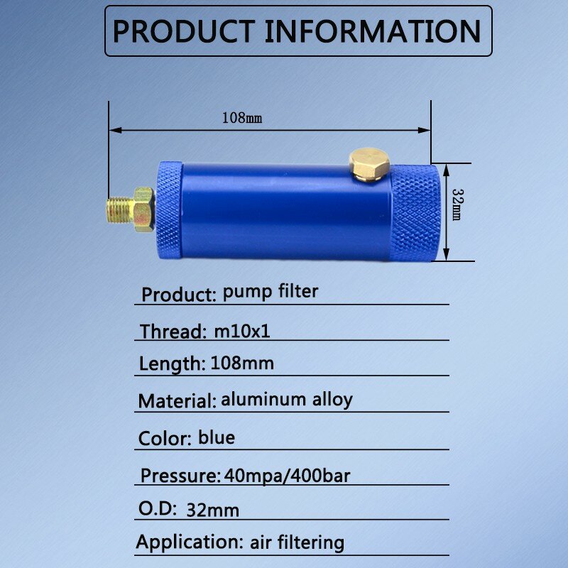 PCP 핸드 펌프 에어 필터 필터 물-오일 분리기, 50cm 고압 호스 퀵 커넥터 M10x1 스레드