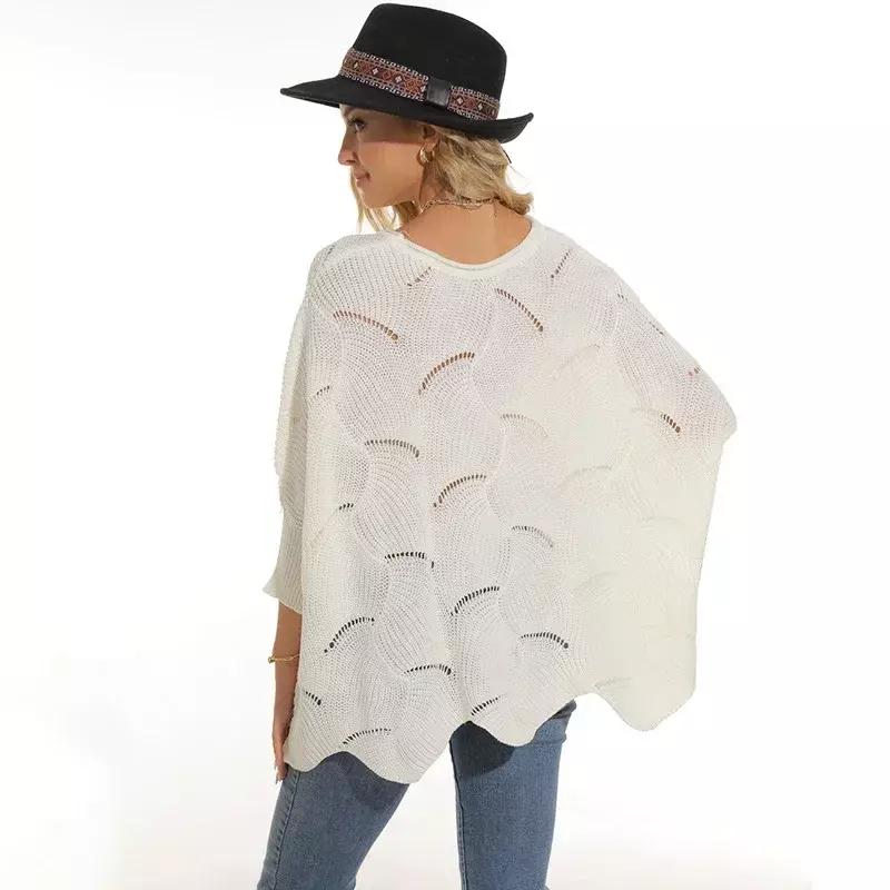 Новинка Осень-зима 2023, свитера, женская модная вязаная одежда с вырезами и рукавом летучая мышь, женская одежда