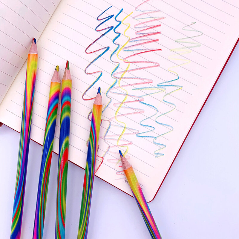 레인보우 펜슬, 4 색 코어 연필 문구, 그래피티 드로잉 페인팅 도구, 사무실 학교 용품, 1PC