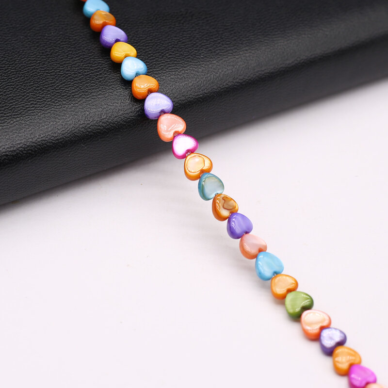 Natural Pine Stone Beads para mulheres, contas coloridas, coração de pêssego, buraco reto, pérolas soltas, pulseira DIY, colar acessórios