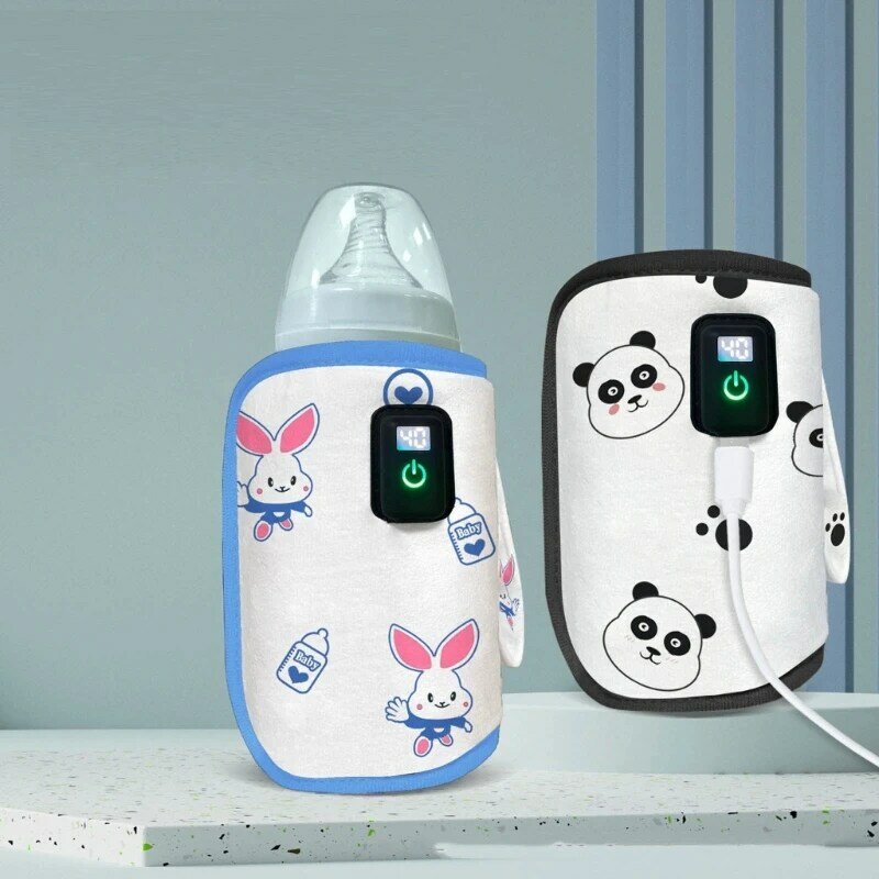 Calentador biberones para bebé, bolsa calentadora agua y leche para exteriores, invierno, pantalla Digital, termostato