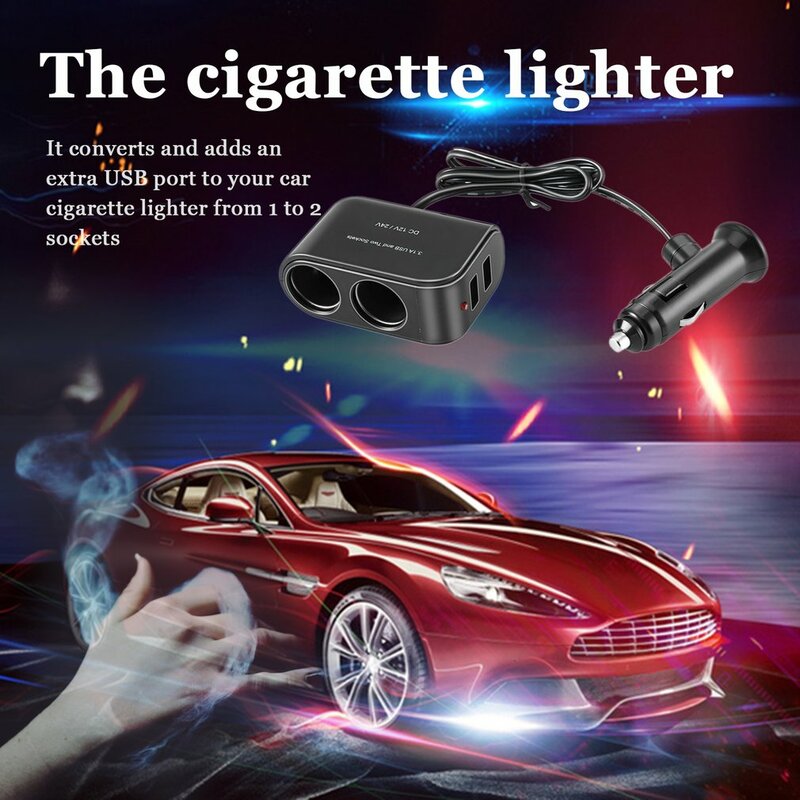 Uniwersalna dwukierunkowa zapalniczka samochodowa + włącznik światła LED automatyczna ładowarka rozdzielacz gniazda USB 12V/24V gorąca sprzedaż samochodów zapalniczka Adapte