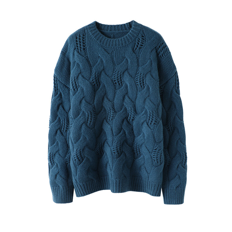 Толстый роскошный кашемировый свитер, Женский дизайнерский пуловер, зимняя одежда, женский свободный пуловер с круглым вырезом и вырезами