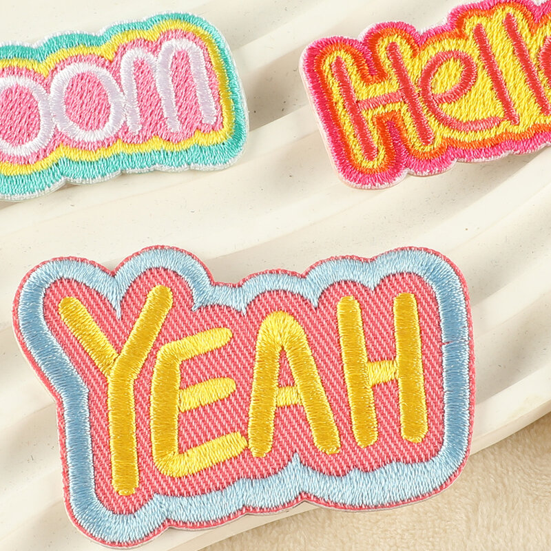 2024 New Embroidery Patches DIY English Letter Stickers Self-adhesive Badges Fabric Emblem Clothing Bag Shoe Labels Accessories