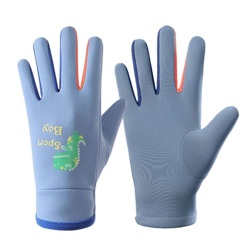 Мультяшные перчатки с пальцами, модные ветрозащитные детские лыжные перчатки, водонепроницаемые зимние теплые варежки для сноуборда для мальчиков и девочек