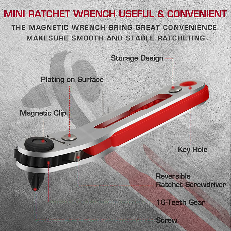 Elbow Head Mini Ratchet Wrench Screwdriver Set 90 Degree Offset Screwdriver Handle 1/4 Inch Drive Right Angle Torque Wrench