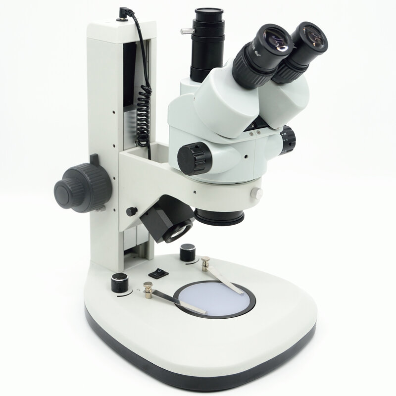 FYSCOPE-Microscópio Mesa Rack Suporte com Núcleo e Braço de Foco Fino, Microscópio Trinocular, 7X-45X, 3.5X-90X