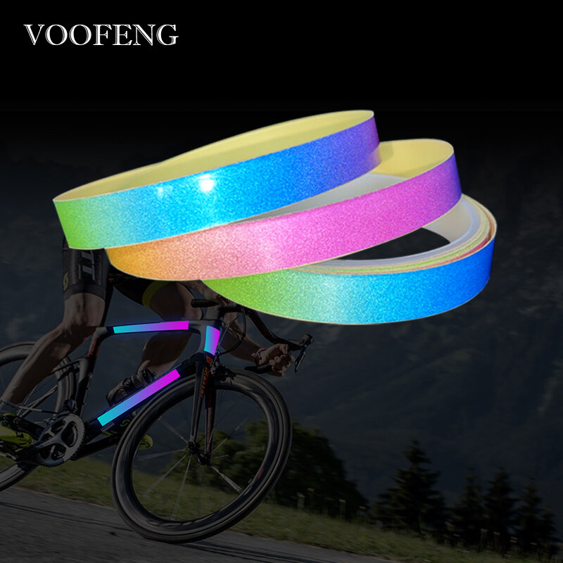 VOOFENG-pegatina reflectante para coche, cinta de advertencia autoadhesiva colorida para coche, bicicleta, motocicleta, seguridad vial