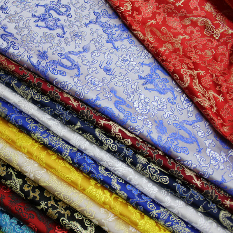 Tela de brocado de estilo chino con patrón de dragón, Material Jacquard para costura DIY, chaleco Cheongsam, ropa para niños Hanfu, 50x75cm