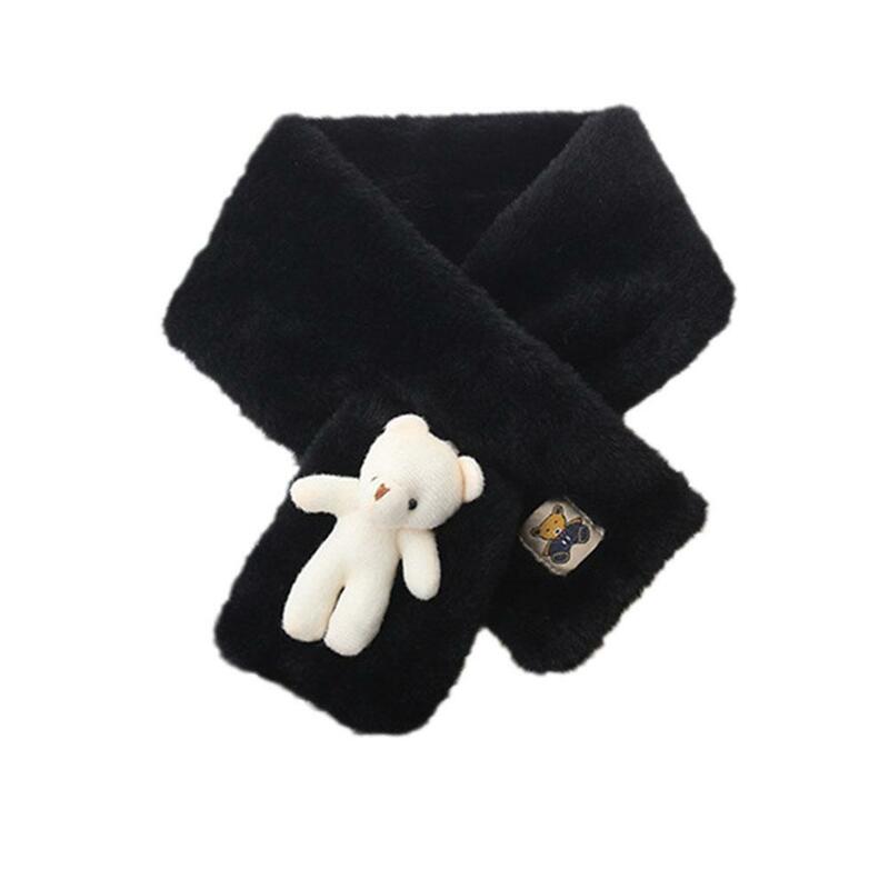 Плюшевый шарф, Зимний милый мультяшный маленький белый медведь, теплая версия для девочек, родителей, крест X8T3, детский утолщенный Универсальный корейский P1K9