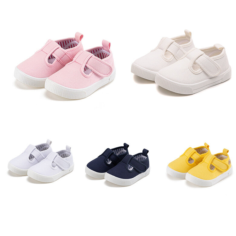 أحذية الأطفال الكورية قماش ، عارضة لينة سوليد ، حذاء طفل المشي ، داخلي أحذية بيضاء صغيرة ، الرجال والنساء