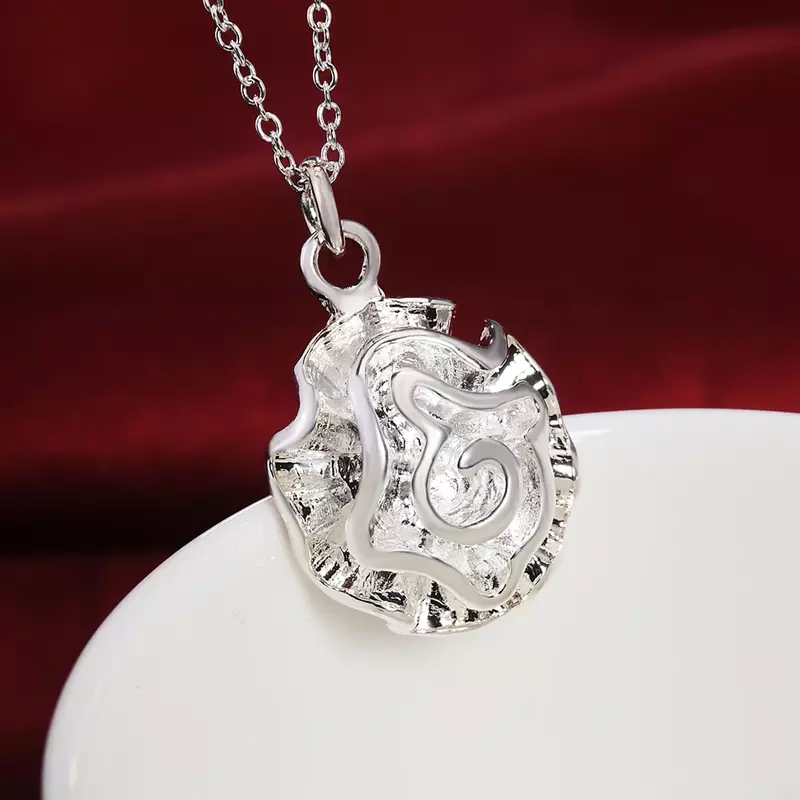 Lihong 925 Sterling Silber Halskette für Frauen Rose Blume Anhänger Halskette Modeschmuck Party Hochzeit Weihnachts geschenk