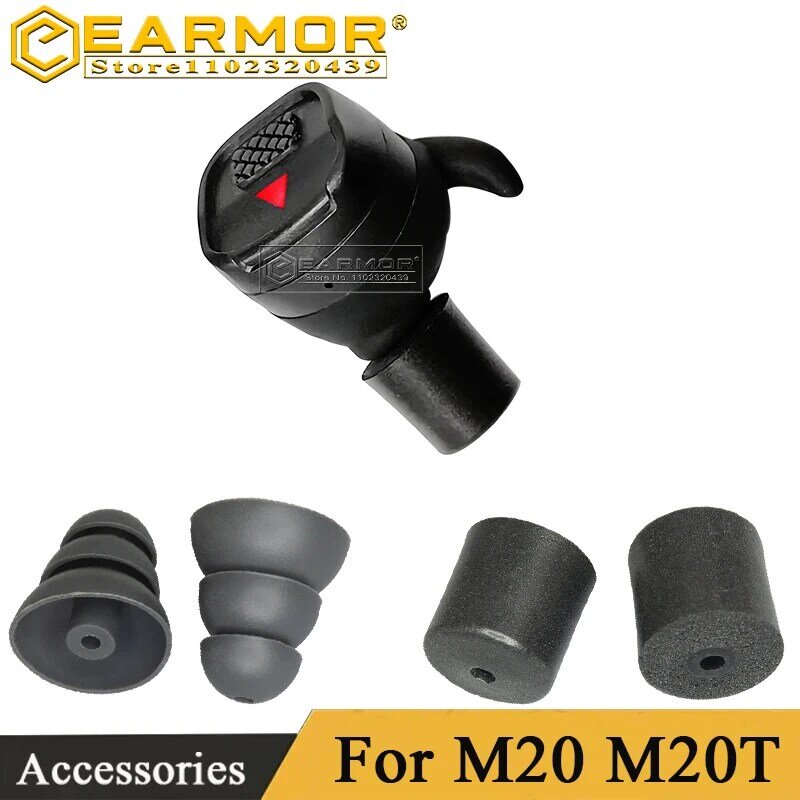 Earmor m20 tático fones de ouvido silicone substituição acessórios earplug, tiro concha esponja earplug acessórios para m20/m20t