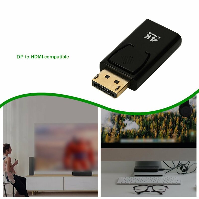 Adaptador de Dp a HDMI 4K, conector niquelado Compatible con Displayport Revolution, HDMI hembra Dp a HDMI