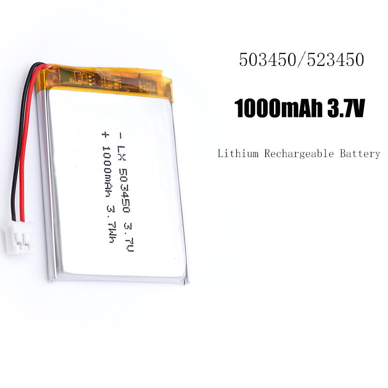 Batería recargable de polímero de litio para PS4, 503450/523450, 1000mAh, 3,7 V, para cámaras, GPS, altavoces Bluetooth, 3,7 V