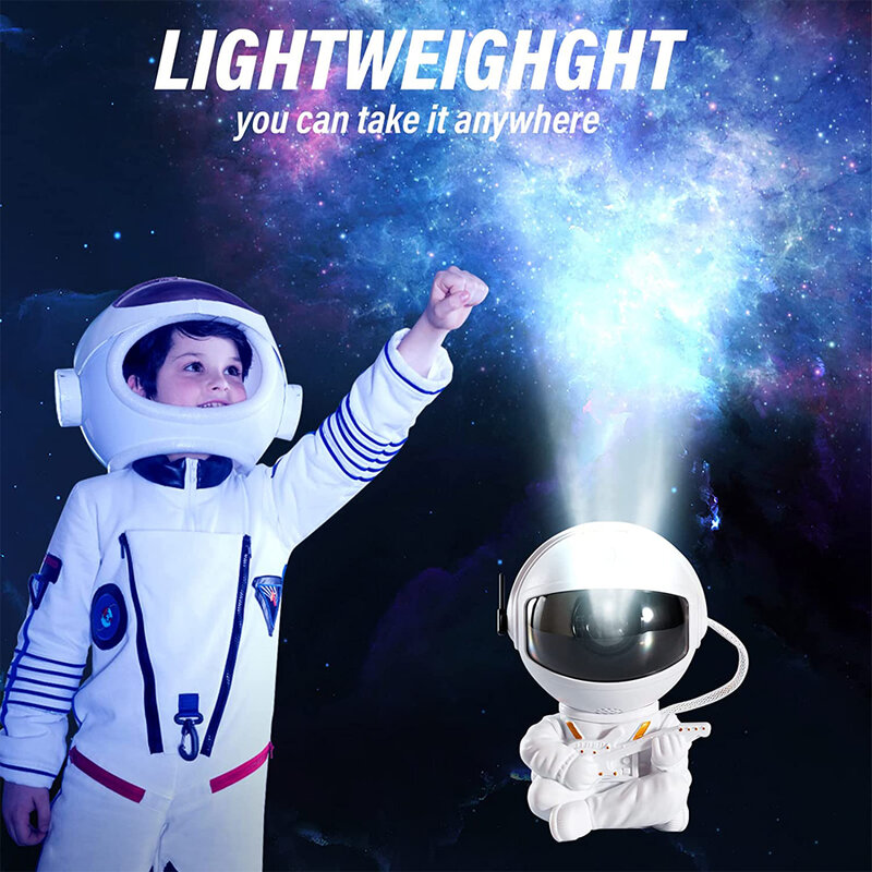 갤럭시 스타 프로젝터 우주 비행사 야간 조명, 하늘 별이 빛나는 성운, 오로라 램프, 미니 귀여운 원격 제어, 어린이 침실 천장