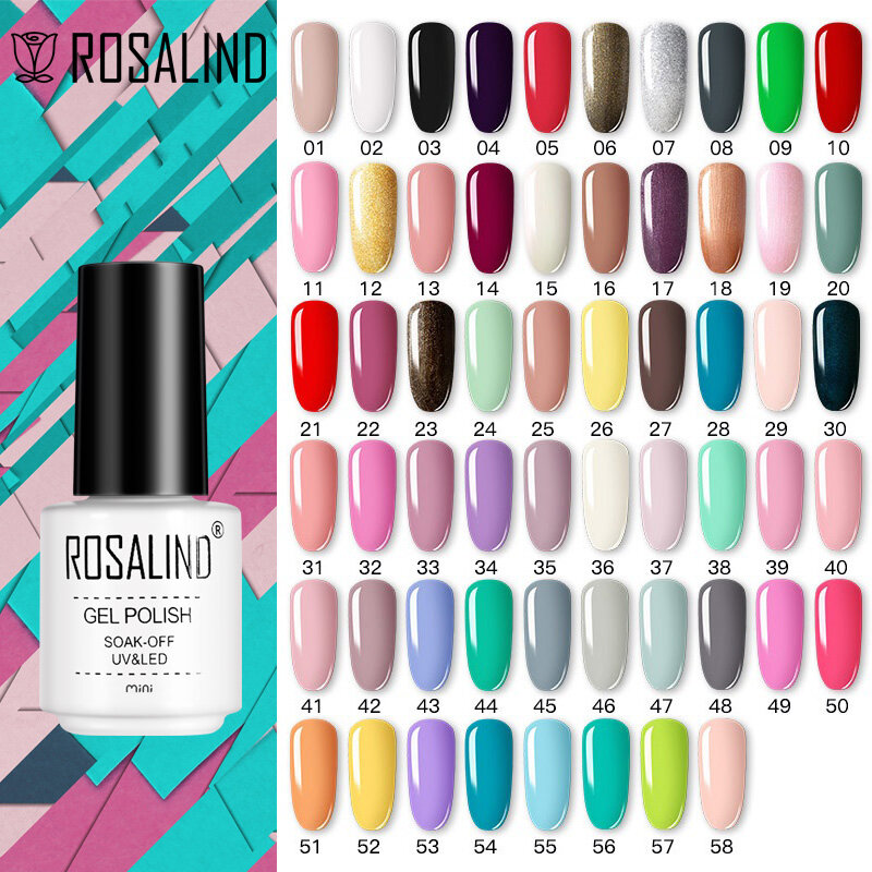 ROSALIND-Híbrido Unha Gel Polonês, Semi Permanente, Acrílico Nail Art, Mergulhe Off Top, Base Coat, Pure Color, Gel UV, Novo