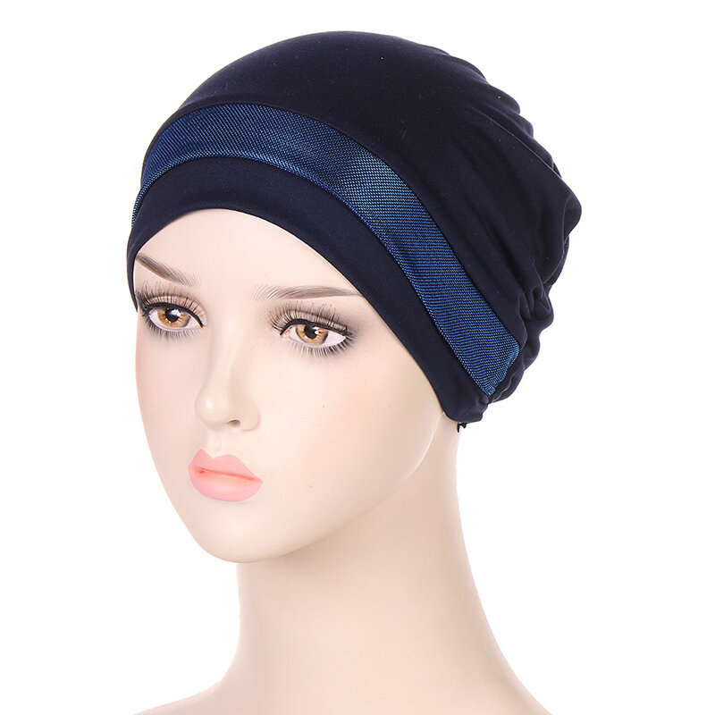 Turban pour femmes musulmanes, à la mode, sous Hijab, en soie brillante, islamique, Bonnet, chapeau