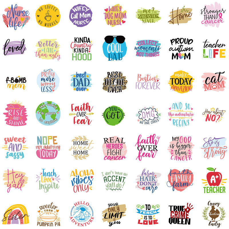 50 Stuks Motiverende Zin Serie Graffiti Stickers Geschikt Voor Laptop Helmen Desktop Decoratie Diy Stickers Speelgoed Groothandel