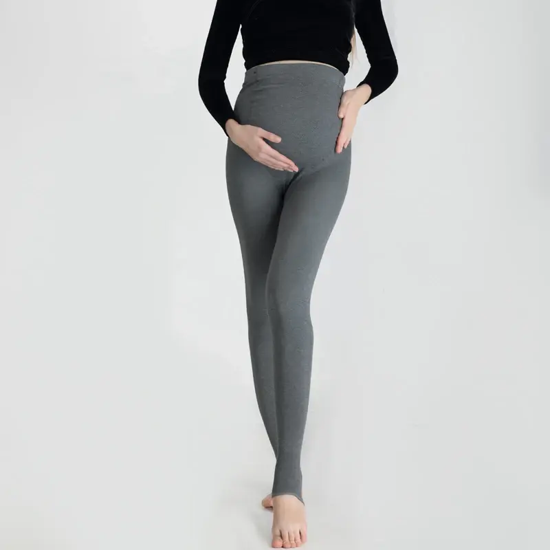 Meia-calça de barriga de cintura alta ajustável para gestantes, calças justas de maternidade, roupas quentes, moda outono
