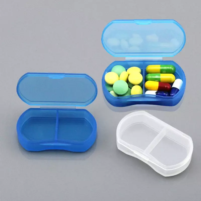Portátil Mini Pill Organizer Case, Suporte Tablet, Armazenamento, Container, 2-Grids
