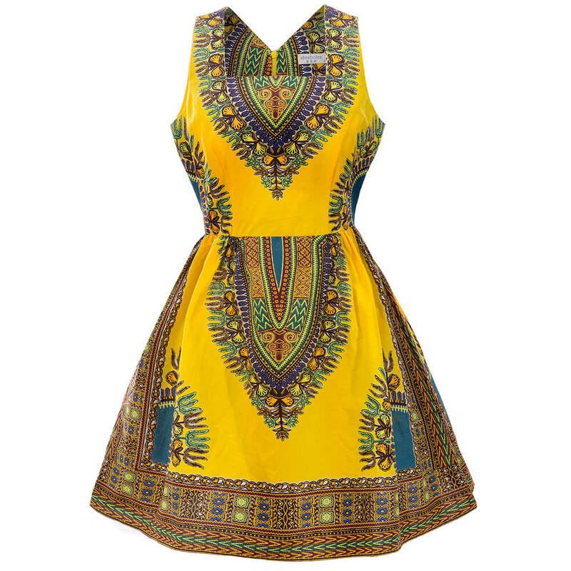 فساتين الأفريقية للنساء جديد فستان غير رسمي مطبوع عليه زهور Dashiki فستان تقليدي فستان أصفر فستان صيفي مثير للسيدات فساتين الحفلات