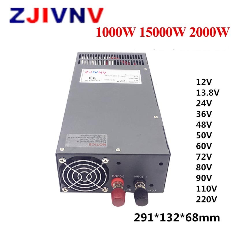 1000W 1500W 2000W vendite dirette in fabbrica alimentatore Switching di alta qualità trasformatore Driver SMPS 110V/220V AC a DC 12-220V