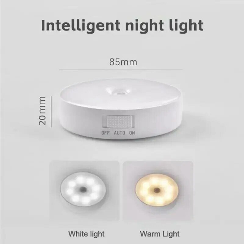 Lámpara LED inteligente con Sensor de cuerpo humano, iluminación de emergencia automática, carga USB, succión magnética inalámbrica, luz nocturna