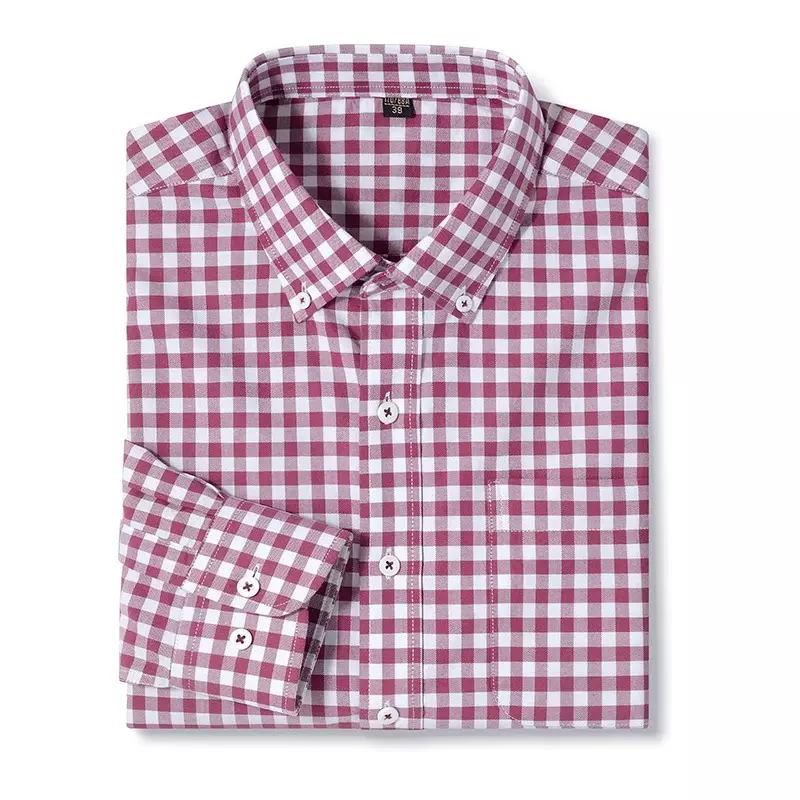 Chemise Oxford rayée à manches longues pour hommes, 100% coton, col boutonné, entretien facile, vêtements d'affaires de qualité, travail, bureau