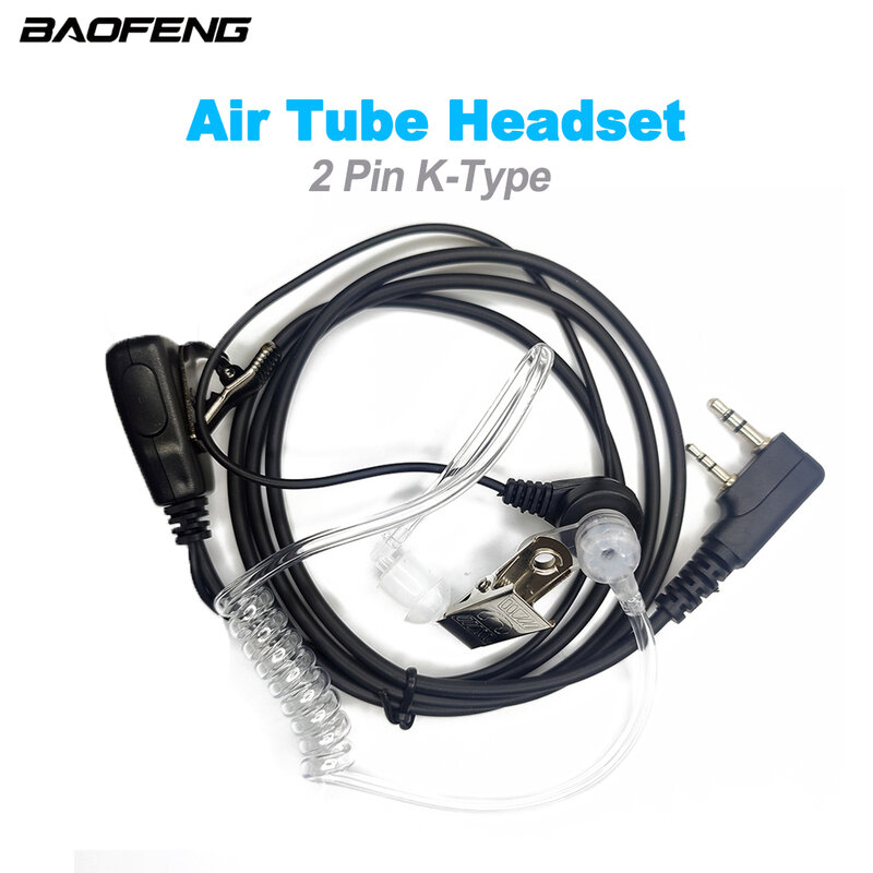 BAOFENG-K-Type Acoustic Air Tube Headset com Mic, Walkie Talkie, UV5R, UV82, UV-17, UV-20, UV-22, UV-5RH, 2 Way Radio