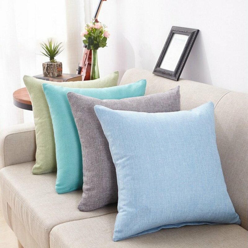 Cor sólida simples almofada travesseiro macio confortável linho travesseiro quarto sofá almofada para escritório em casa uso do carro travesseiros de dormir