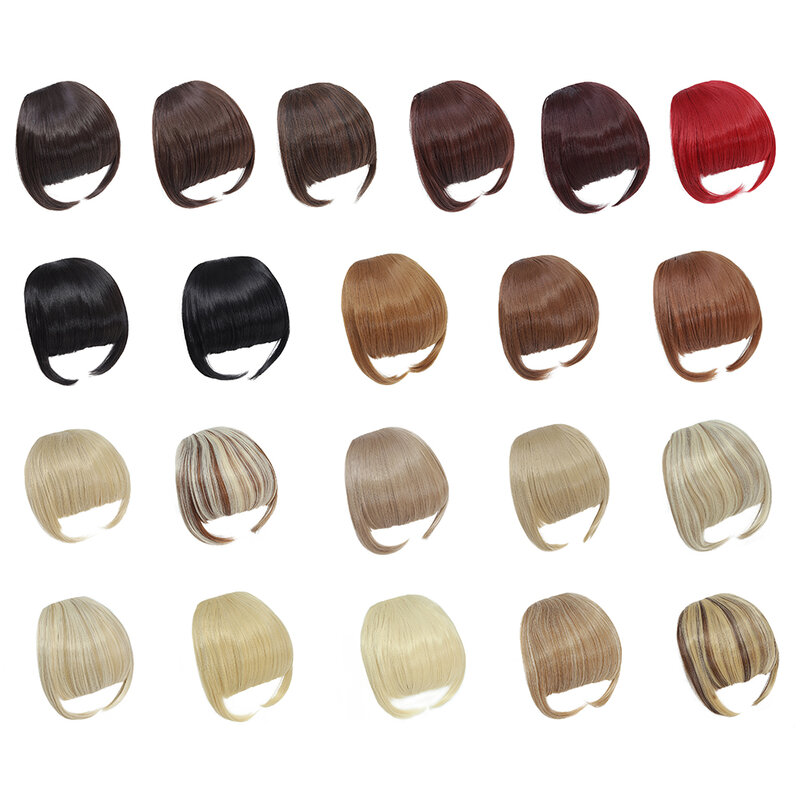 Klips w grzywce Premium syntetyczne grzywki do włosów sztuczne grzywki frędzle ze skroniami płaskie, zgrabne przednie treski dla kobiet dziewcząt