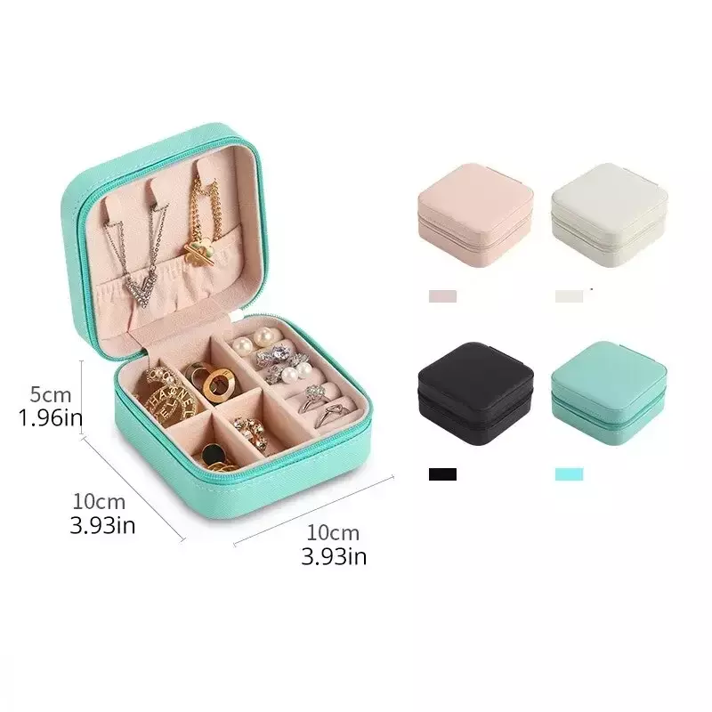 Aonezjewelry กล่องเก็บเครื่องประดับแบบพกพา, กล่องจัดเก็บต่างหูสร้อยคอสำหรับผู้หญิงกล่องหนัง PU สำหรับจัดเก็บเครื่องประดับ