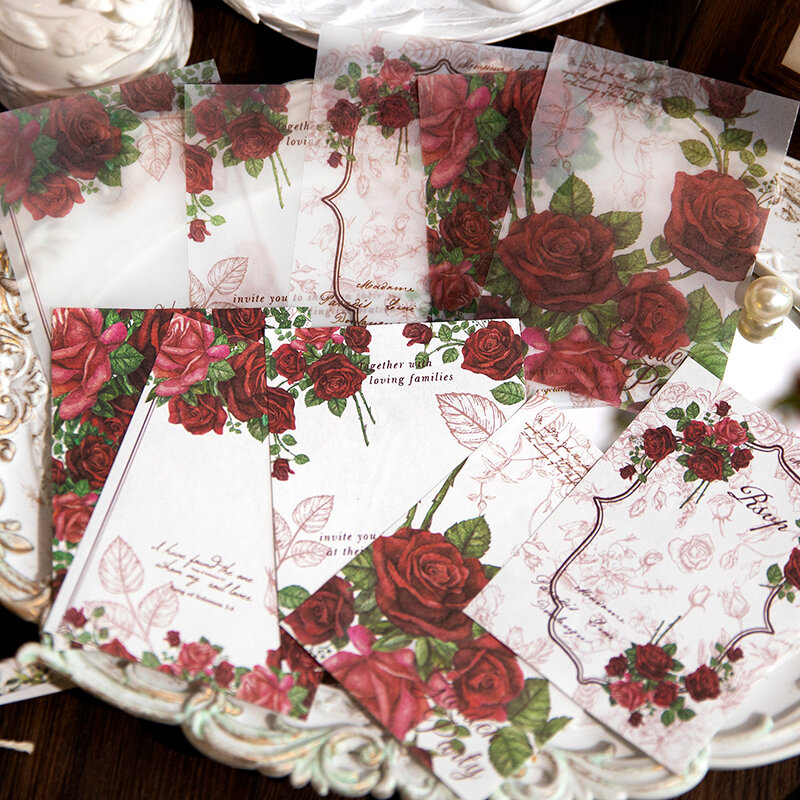 Bloc de notas de flores rosas, Material literario, cuadernos de papel, manual, mensajes, almohadillas decorativas de escritura, 118x85mm, 30 unidades