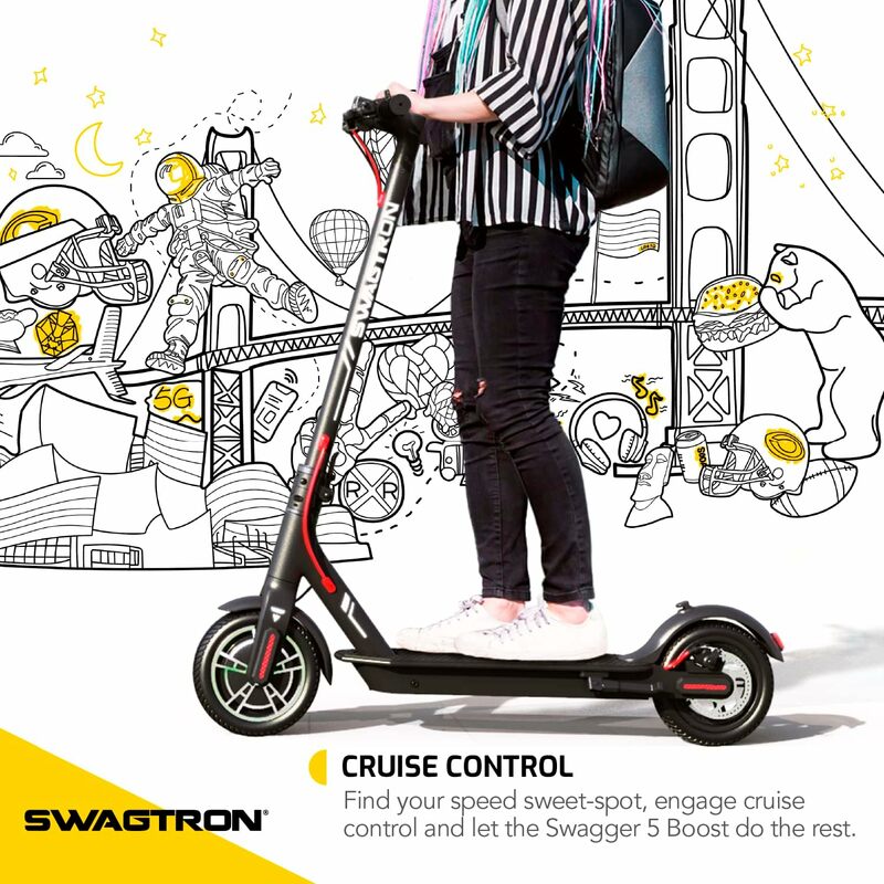 Swagtron SG-5 Swagger 5 Boost Commuter Electric Scooter with Upgraded 300W Motor