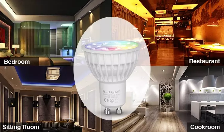Miboxer AC86-265V 4W LED Bulb FUT103 GU10 Dimmable LED Lamp Light RGB+Warm White+White (RGB+CCT)  Spotlight Indoor Living Room