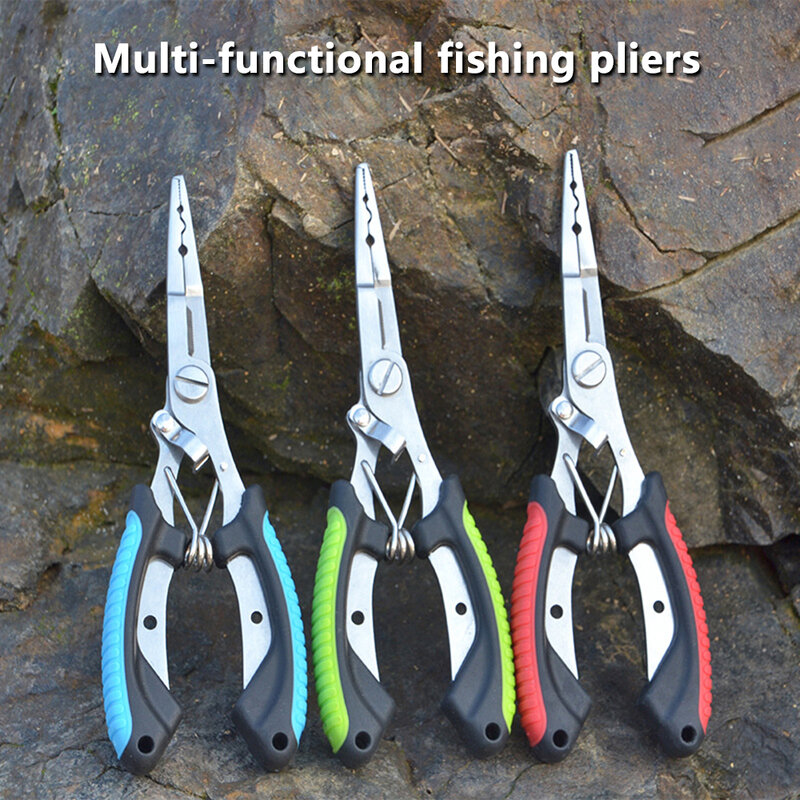 Alicates de pesca ergonómicos antideslizantes de alta resistencia, corte multifuncional, línea de pesca, ganchos atados, equipo de pesca
