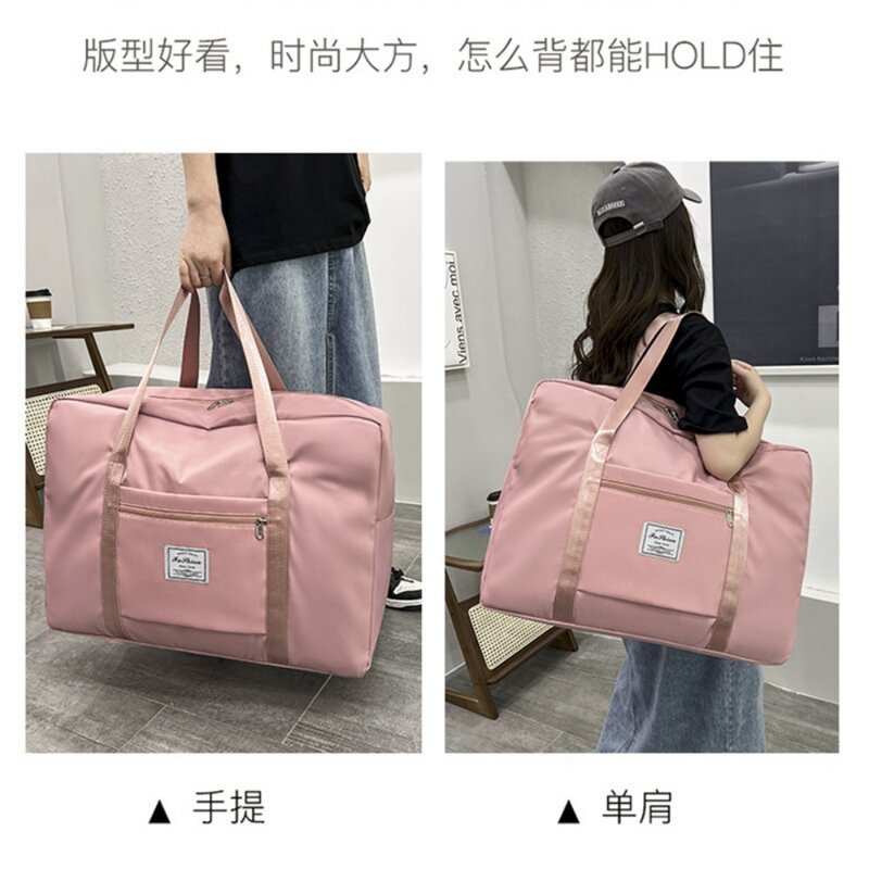 Tas Travel untuk wanita, tas penyimpanan bagasi jarak pendek, ruang tunggal modis tahan air ringan kapasitas besar