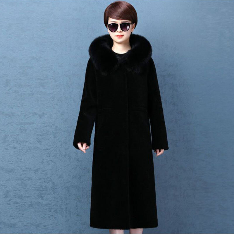 8XL Faux Fur Overcoat Middle aged Woman Long Mink Coat Female Winter New Hooded Windproof Warmth Outcoat Femme Fur Coats