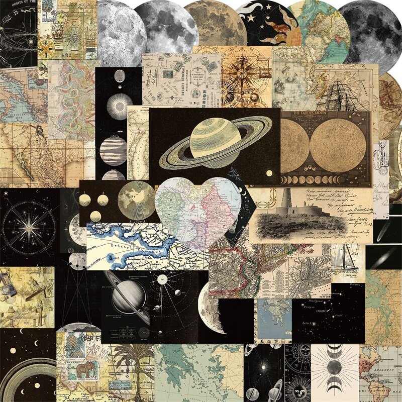 Pegatina Vintage de PVC con mapa del planeta para decoración de álbumes de recortes, material escolar, papelería coreana, 10/30/50 piezas
