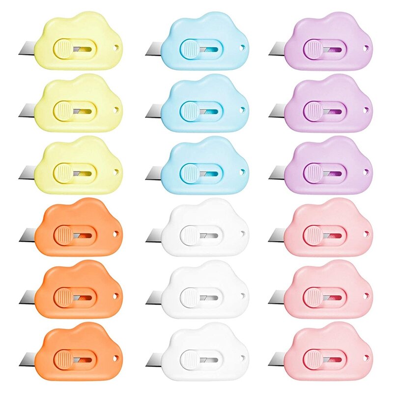 18 Stück Mini Cutter Messer Wolken form Umschlag öffner einziehbare Süßigkeiten Color Box Cutter tragbare niedliche Papiers ch neider