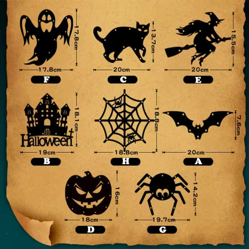 Placa colgante divertida para Halloween, castillo, bruja, fantasma, telaraña, adorno luminoso, decoración de fiesta de terror, colgante de Halloween