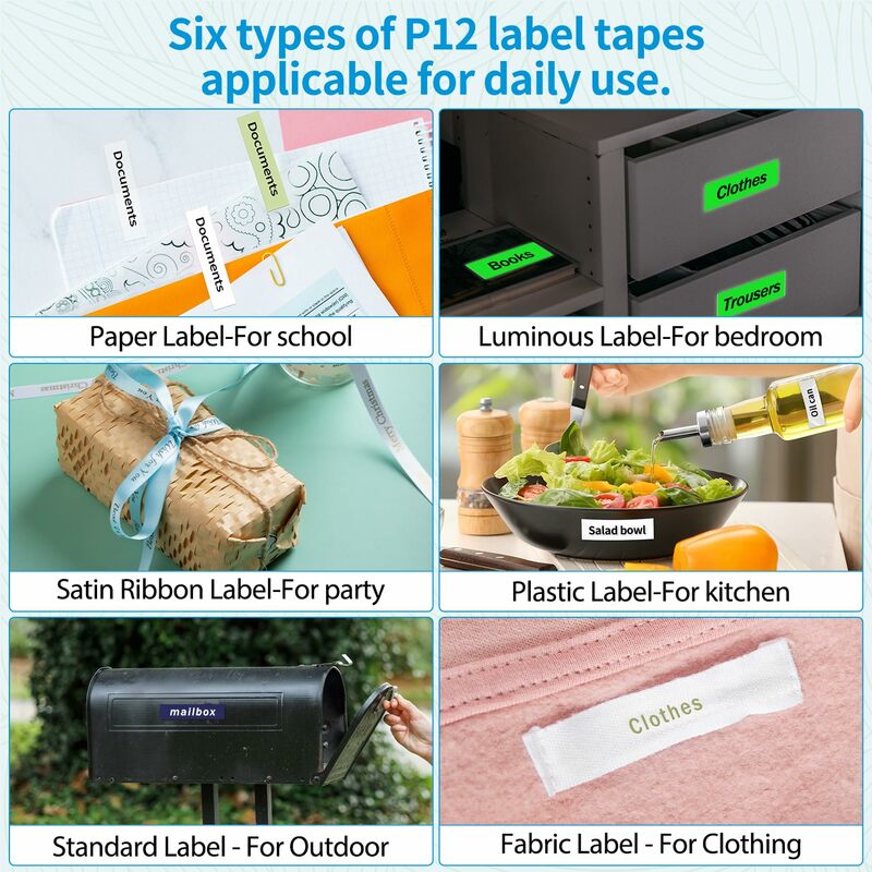 P12 P12pro Label Maker Tape 12mm Label Compatible for DYMO LetraTag LT-100H LT-100T Plus Dymo 200B Printer Phomemo P12 P12pro