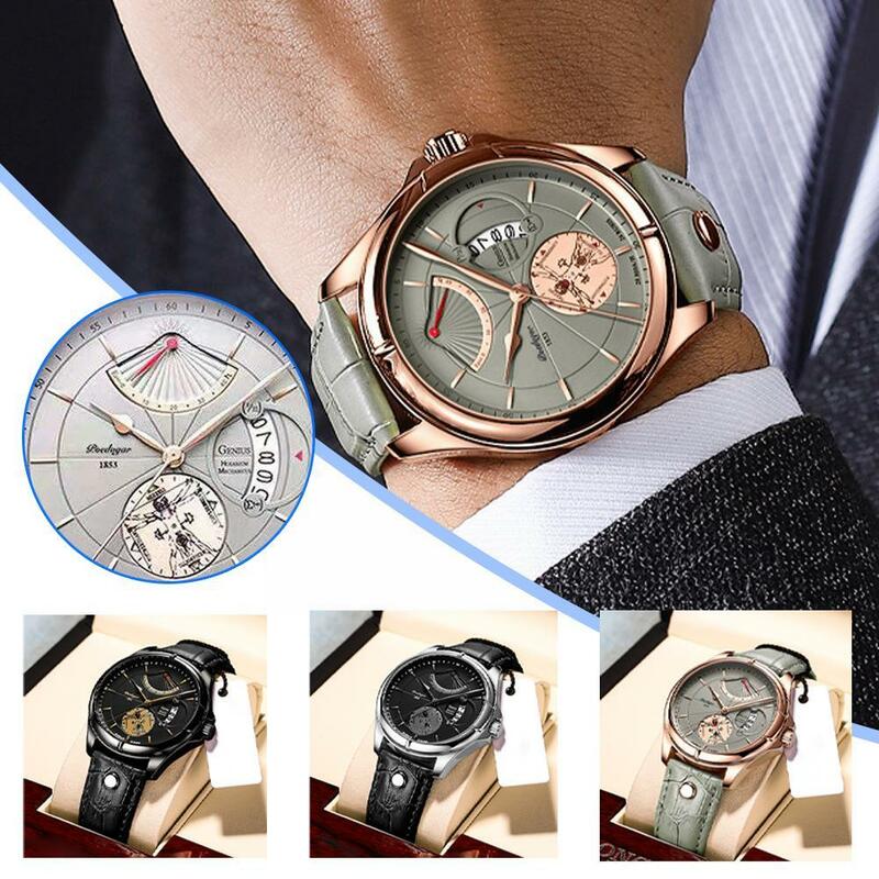 Mannen Quartz Horloge Fashion Top Luxe Sport Datum Glow Heren Horloge Dark De Brand Quartz In Leer Nieuwe heren Horloge O6c5