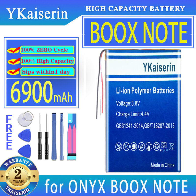 YKaiserin-Batterie BOOX descriptions, 2588153 3 lignes budaitou, 6900mAh pour ONYX BOOX descriptions Pro/Plus NOTEPro descriptions + NOTEPlus BatBR