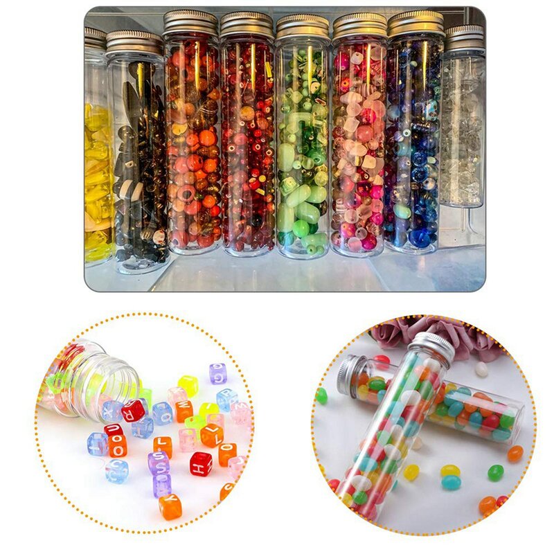 Tubos plásticos lisos claros do teste com tampões de parafuso, decoração do partido dos feijões dos doces, 15 PCes, 110ml